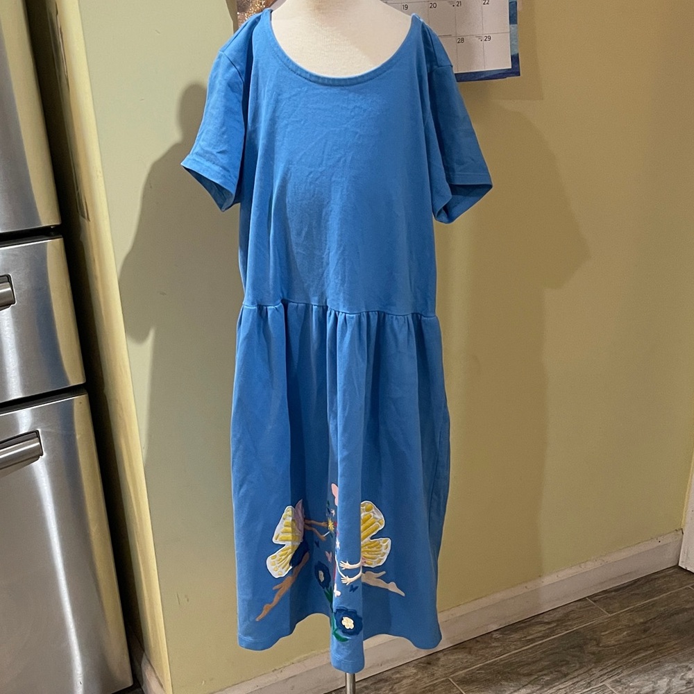 Hanna Andersson Blue Dress with Fairy Embroidery girls size 12